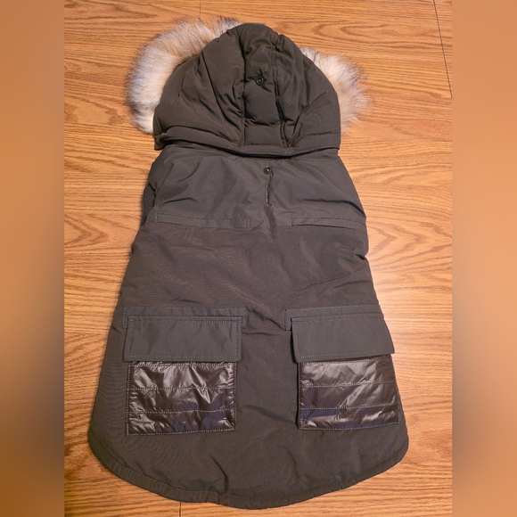 Dark Brown Dog Coat with Faux Fur Hood